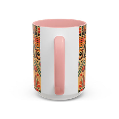 🌿 Retro Boho Accent Coffee Mug | 11oz & 15oz Ceramic Cup | Custom Colors Available