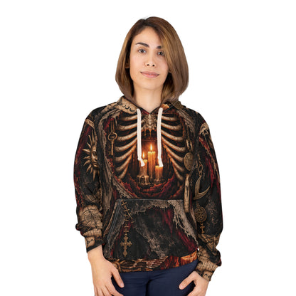 Anatomy of the Haunted Gothic Skeleton Hoodie - Candlelit Occult AOP Pullover