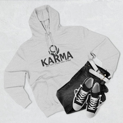 Karma Hoodie — “What Goes Around Comes Around” Minimalist Spiritual Quote Hoodie (Lane Seven Premium Fleece)