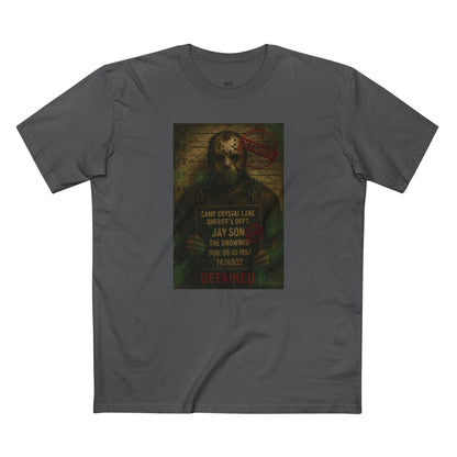Jason Voorhees Horror Mugshot Tee – Premium AS Colour 5001 Shirt