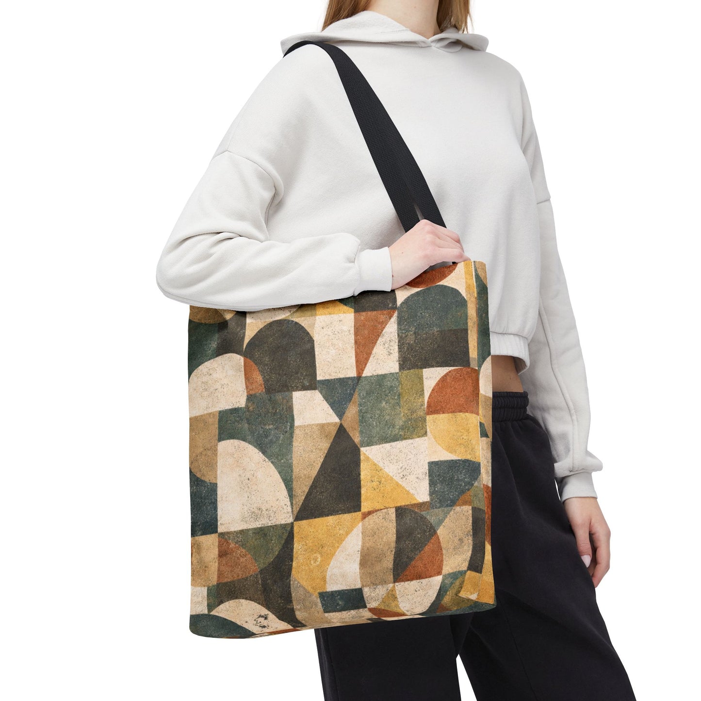 Mid-Century Geometric Canvas Tote Bag