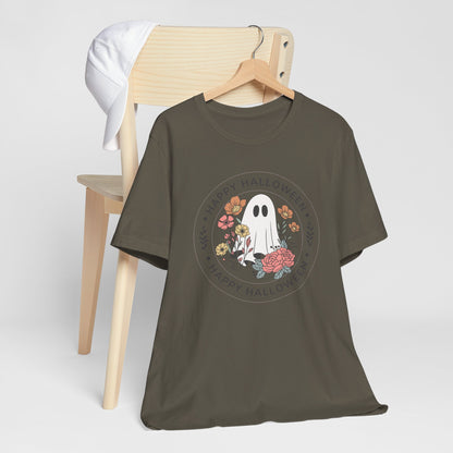 Happy Halloween Floral Ghost Tee – Bella+Canvas 3001