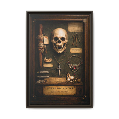 Framed Canvas Art – Vampire Specimen No. 3 | Gothic Vampire Wall Decor | Dark Academia Curiosity Cabinet Art