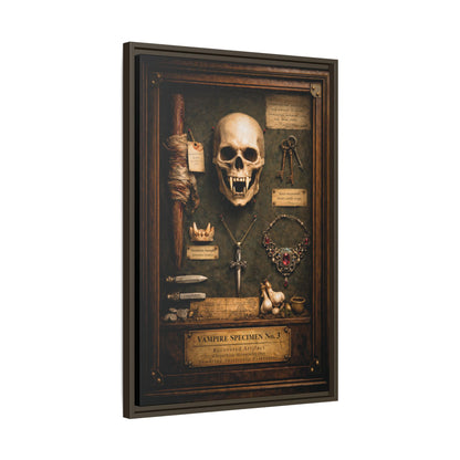 Framed Canvas Art – Vampire Specimen No. 3 | Gothic Vampire Wall Decor | Dark Academia Curiosity Cabinet Art
