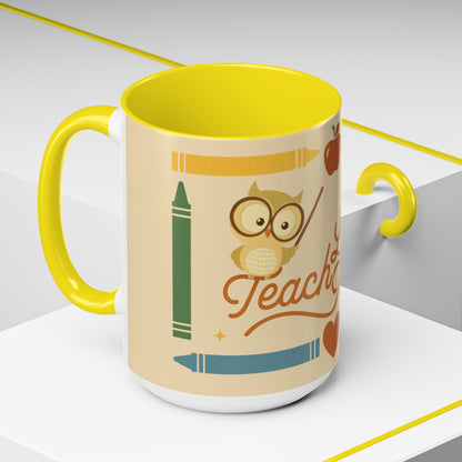 Teach Love Inspire Color Accent Mug (11oz/15oz) – Teacher Gift • Back to School • Durable Ceramic, Dishwasher & Microwave Safe