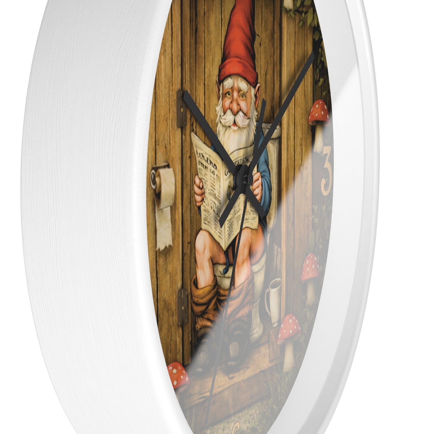 Funny Gnome Toilet Wall Clock – “Occupied” Bathroom Decor 10"