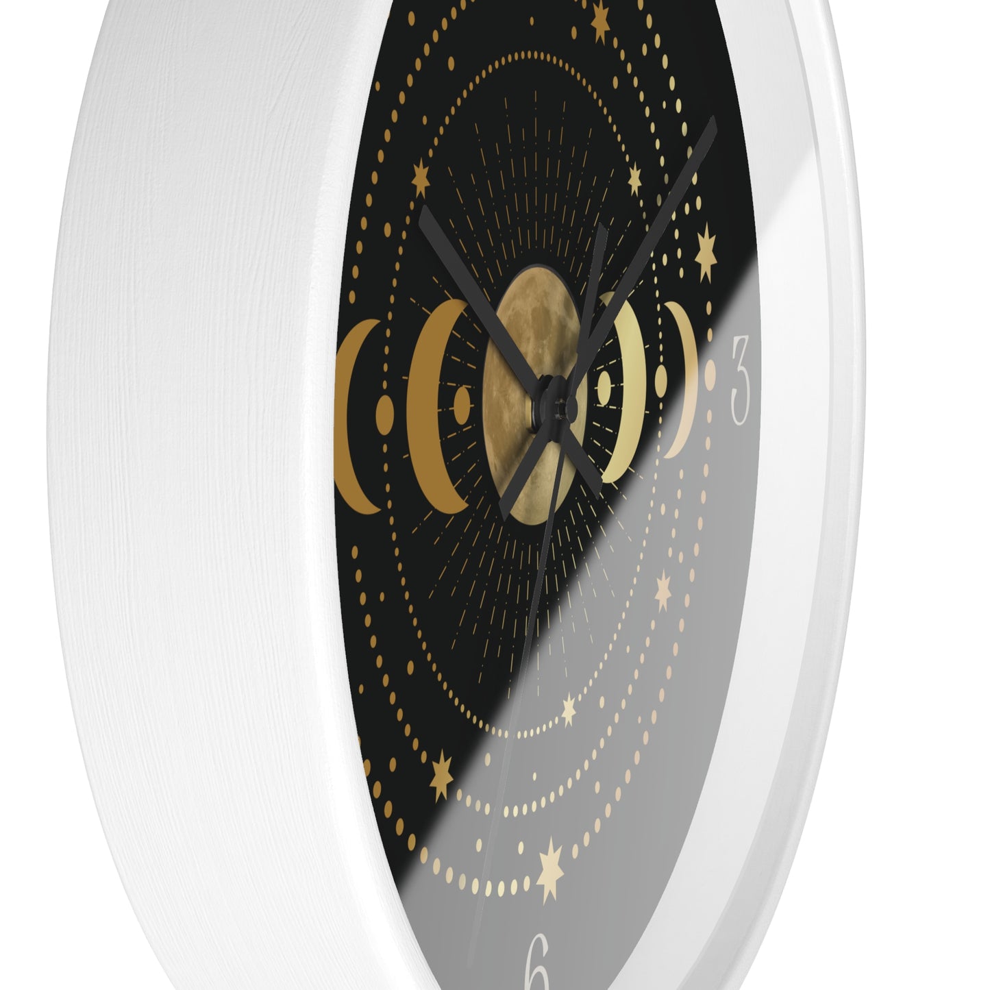 Moon Phase Wall Clock – Gold Celestial Lunar 10" Decor