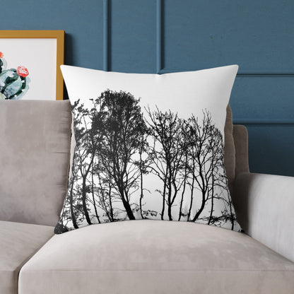 Dead Calm Treeline Silhouette Pillow – Stark Nature Accent for Lovers of the Bare & Bold - Canvas Throw Pillow
