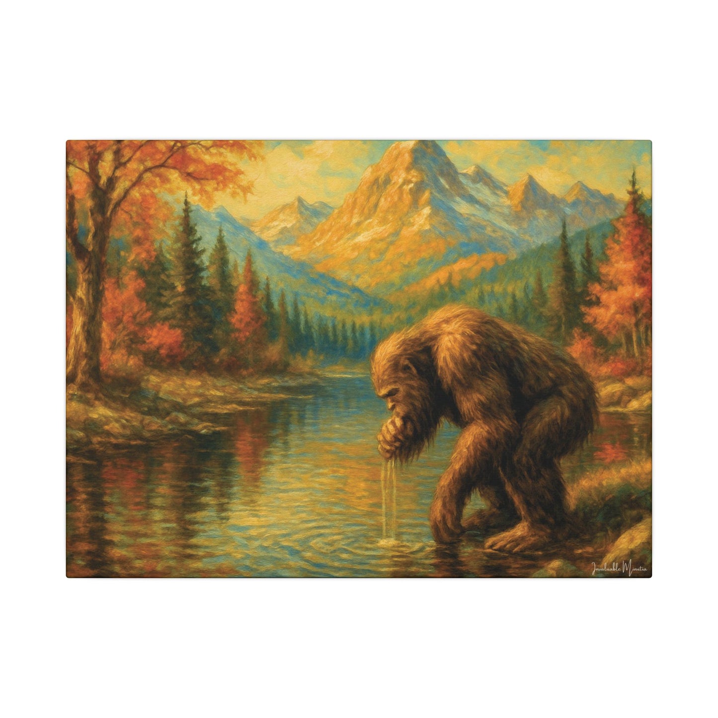 Bigfoot Lake Canvas Print – Autumn Mountain Landscape, Boutique Fine Art Style, Horizontal Nature Wall Art