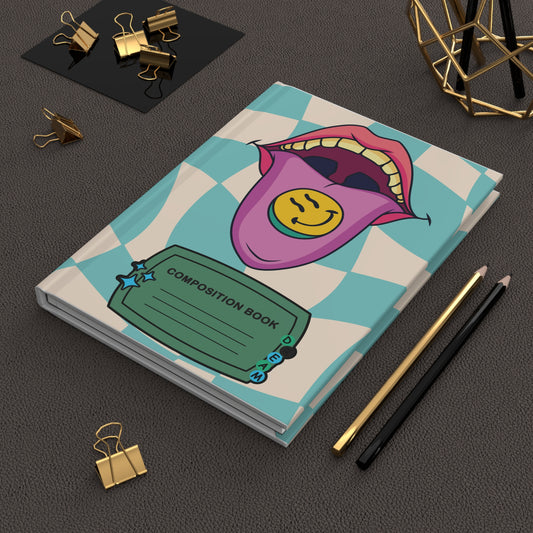 🌀 Trippy Smiley Matte Hardcover Premium Journal – Psychedelic Retro Composition Book
