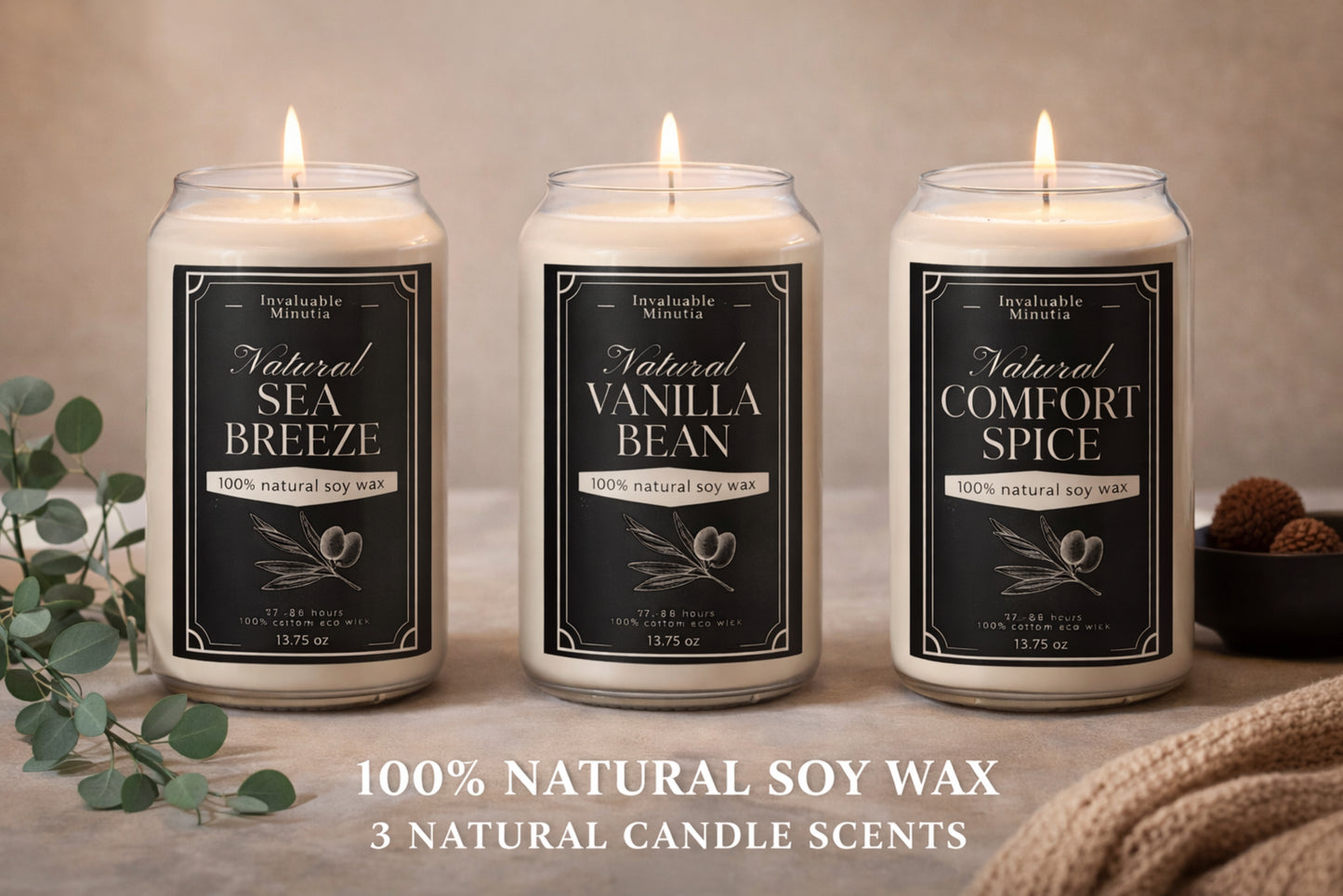 Natural Soy Wax Candle (13.75oz) | 70–80 Hour Burn