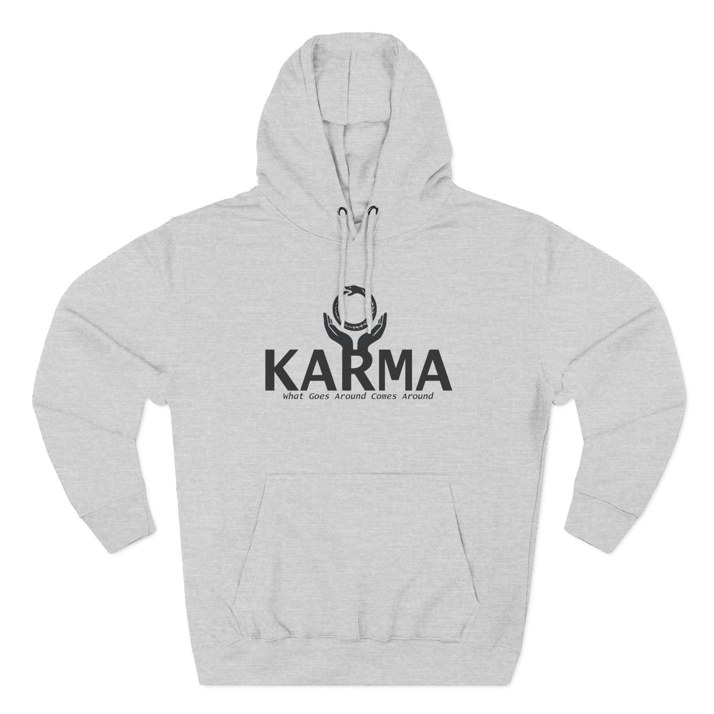 Karma Hoodie — “What Goes Around Comes Around” Minimalist Spiritual Quote Hoodie (Lane Seven Premium Fleece)