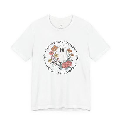 Happy Halloween Floral Ghost Tee – Bella+Canvas 3001