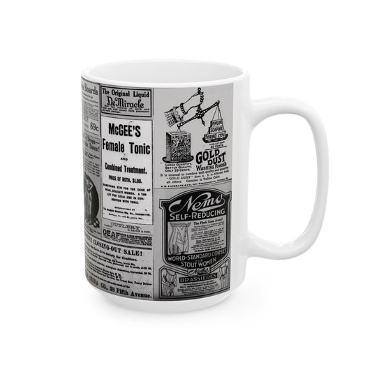 Occult Americana Coffee Tea Mug | 1800s Vintage Newspaper Ad Collage Ceramic Mug - 11oz and 15oz