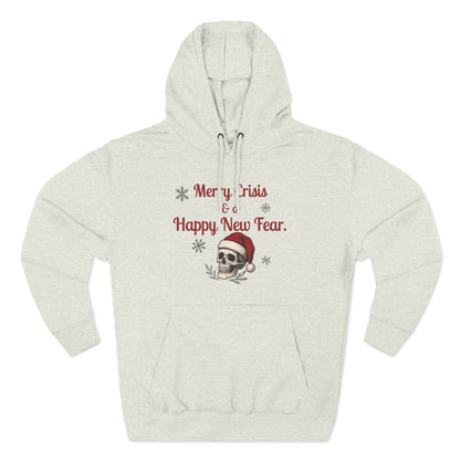 Merry Crisis & a Happy New Fear Hoodie — Gothic Christmas Skull, Premium Lane Seven Fleece (S–2XL)