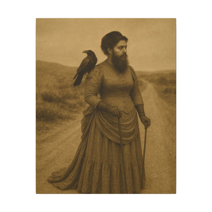 Bearded Lady with Crow – Matte Canvas Print (Gallery-Wrapped) 0.75"