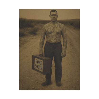 The Tattooed Man – Matte Canvas Print (Gallery-Wrapped) 0.75" – Vintage Circus-Inspired Canvas Wall Art