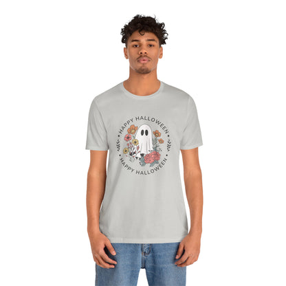 Happy Halloween Floral Ghost Tee – Bella+Canvas 3001