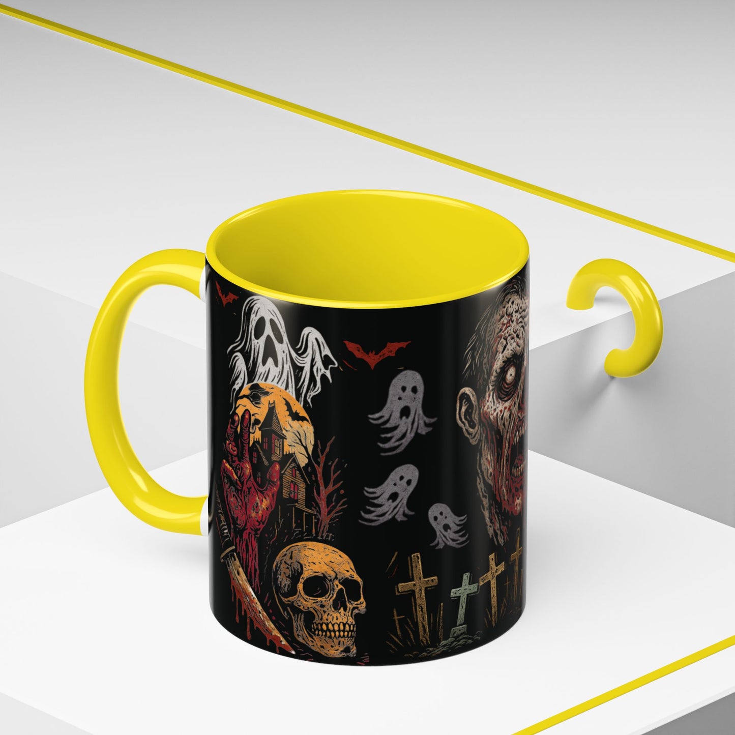 Horror Coffee Mug – Zombie Graveyard Halloween Design – 11oz & 15oz Ceramic – Creepy Goth Kitchen Decor