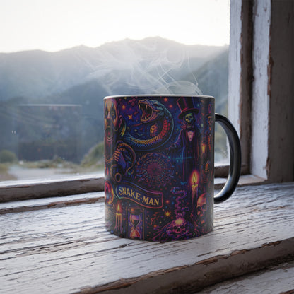 Creepy Carnival Snake Man Color Morphing Mug