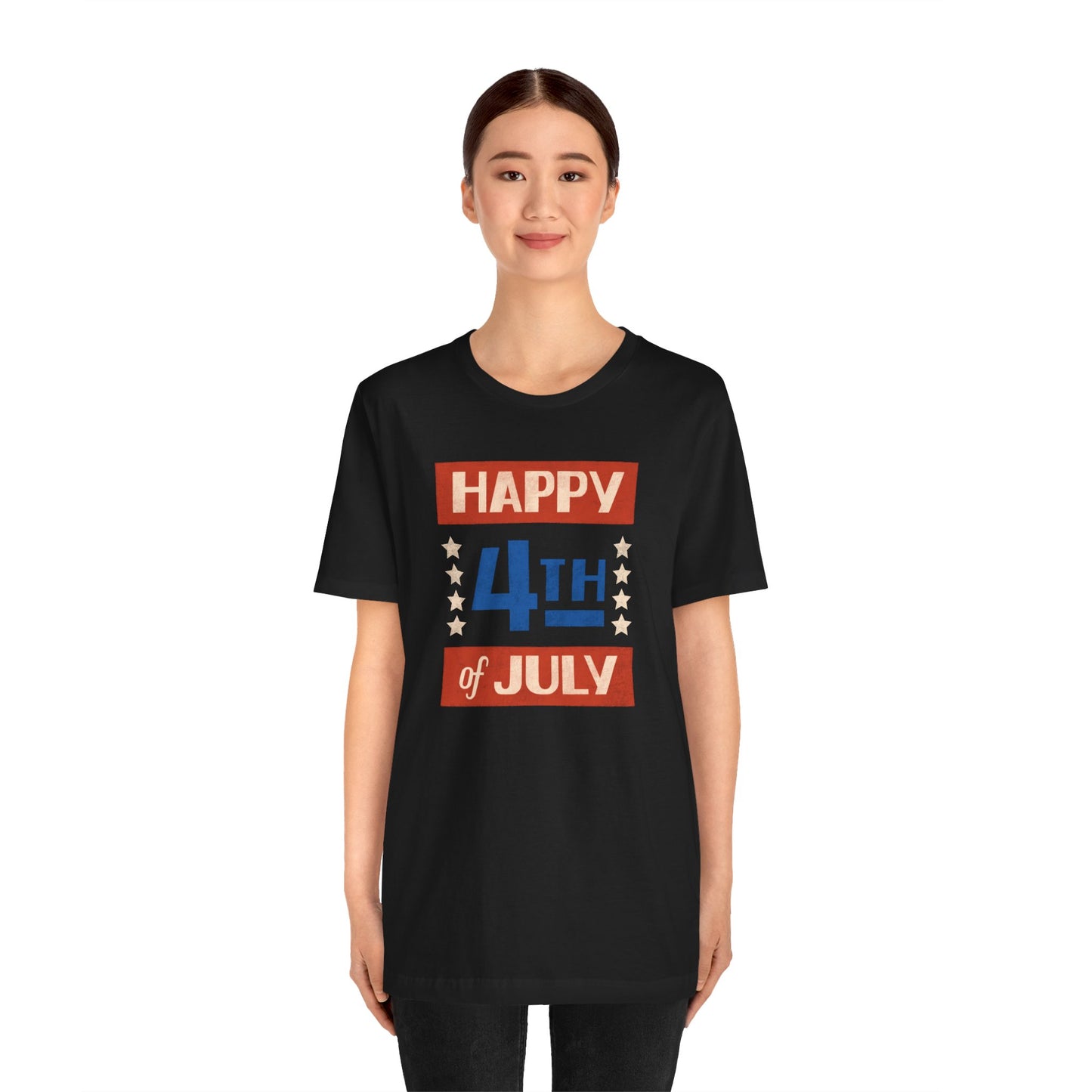 Happy 4th / Land of the Free Tee – Dual-Sided Print – Unisex Bella + Canvas Jersey T-Shirt