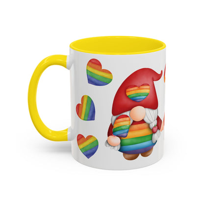 Pride Gnome Accent Mug | Rainbow Love Coffee Cup | 11oz & 15oz