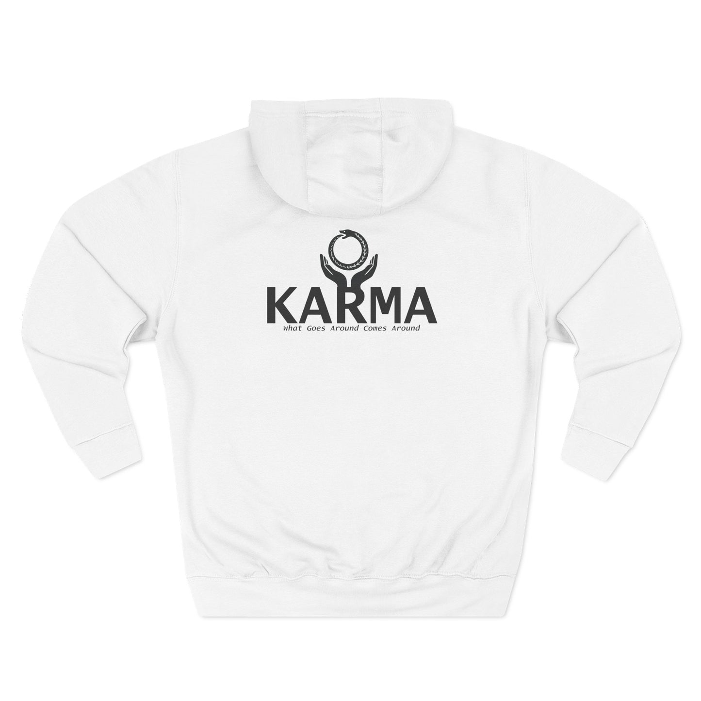 Karma Hoodie — “What Goes Around Comes Around” Minimalist Spiritual Quote Hoodie (Lane Seven Premium Fleece)