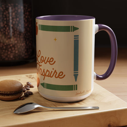 Teach Love Inspire Color Accent Mug (11oz/15oz) – Teacher Gift • Back to School • Durable Ceramic, Dishwasher & Microwave Safe