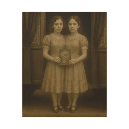 Conjoined Twins – Matte Canvas Print (Gallery-Wrapped) 0.75" – Vintage Circus-Inspired Canvas Wall Art
