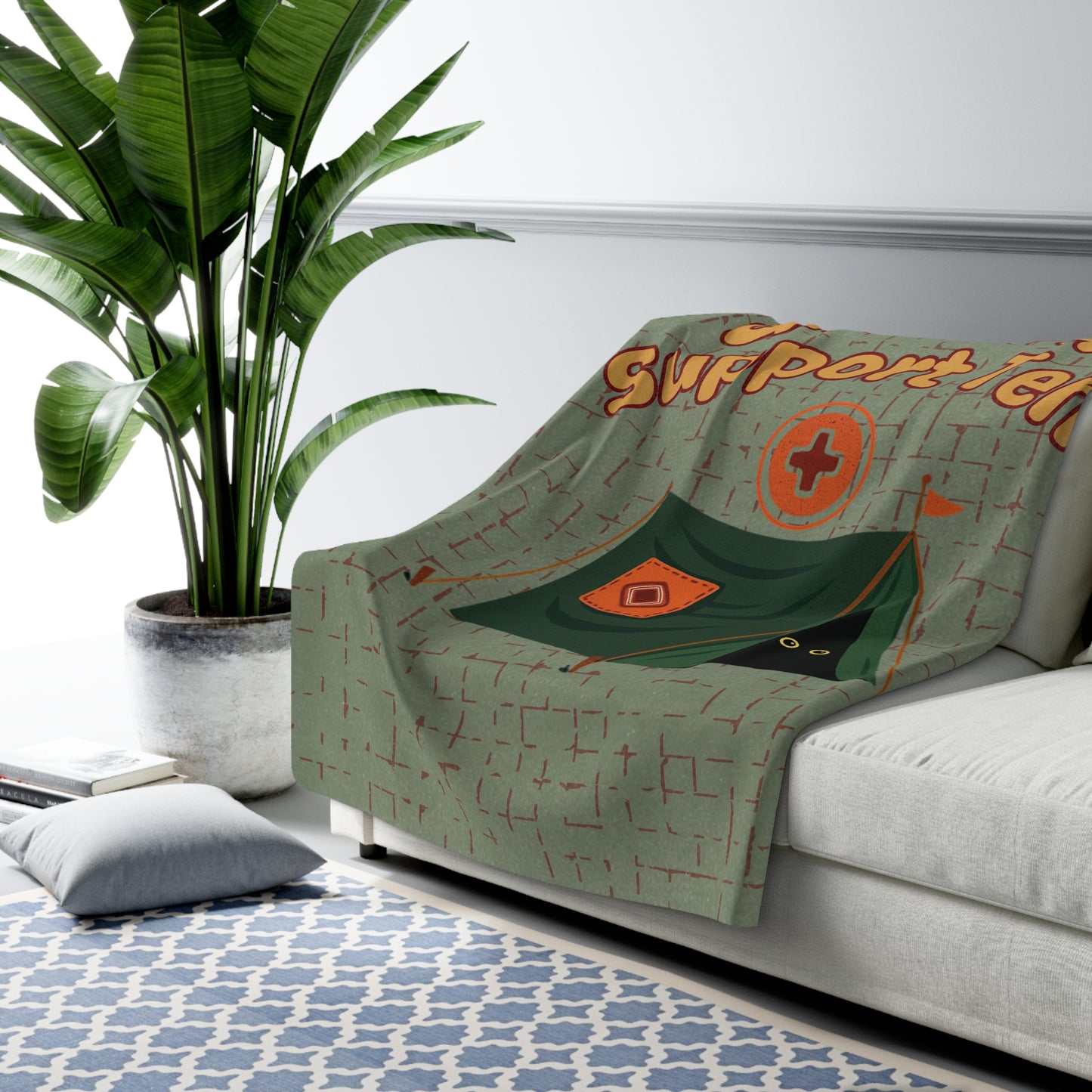 ⛺ Emotional Support Tent Sherpa Blanket – Soft, Supportive, Slightly Unstable
