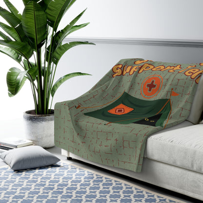 ⛺ Emotional Support Tent Sherpa Blanket – Soft, Supportive, Slightly Unstable