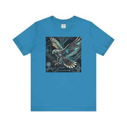 Futuristic Falcon Tech Tee - Unisex Short Sleeve Jersey Shirt - Cyber Falcon
