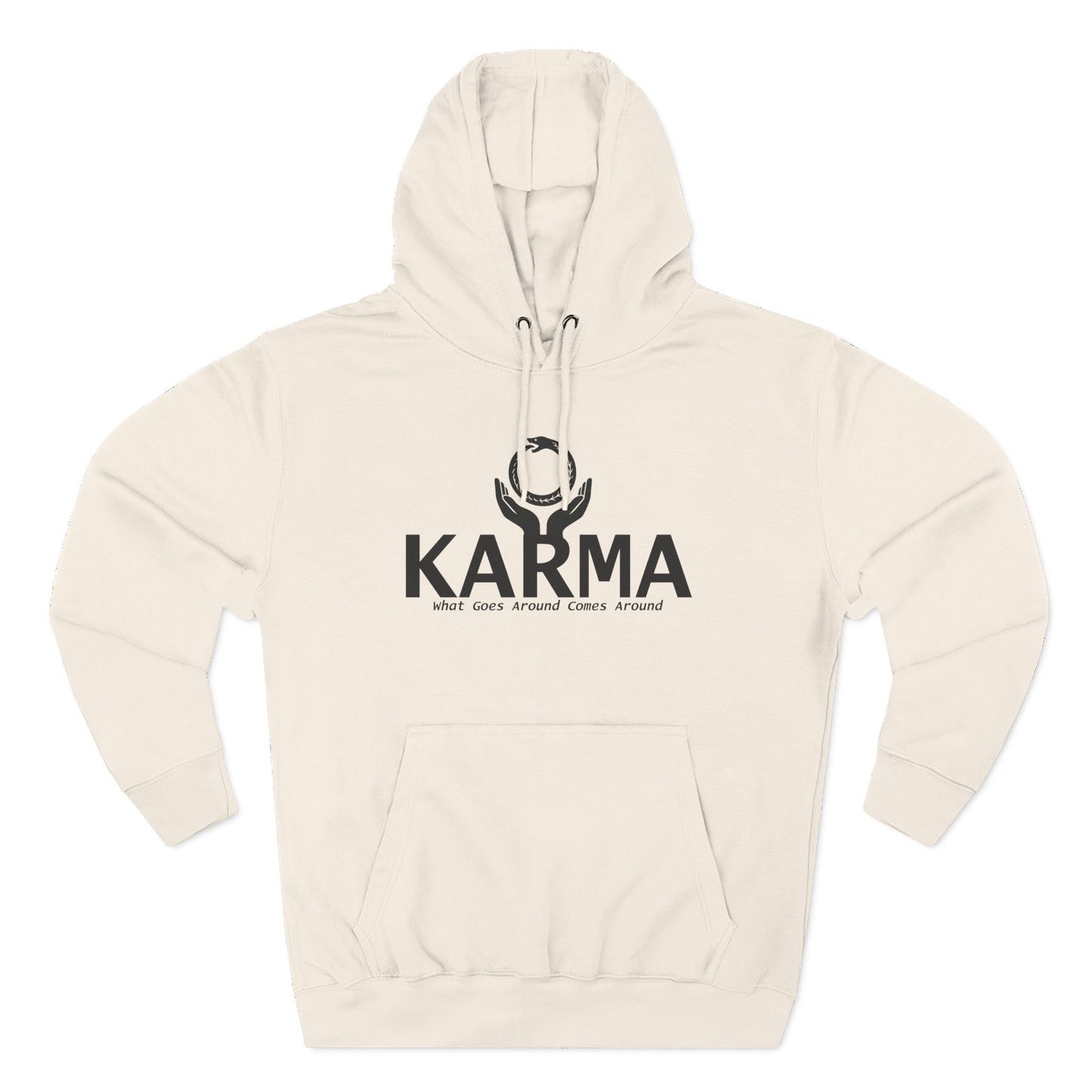 Karma Hoodie — “What Goes Around Comes Around” Minimalist Spiritual Quote Hoodie (Lane Seven Premium Fleece)
