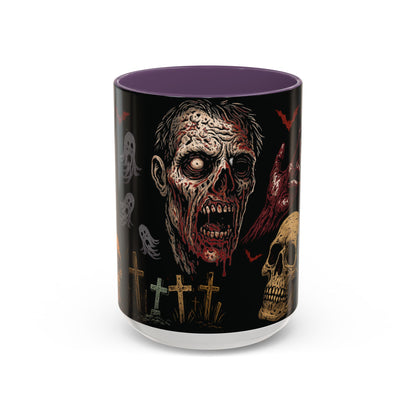 Horror Coffee Mug – Zombie Graveyard Halloween Design – 11oz & 15oz Ceramic – Creepy Goth Kitchen Decor