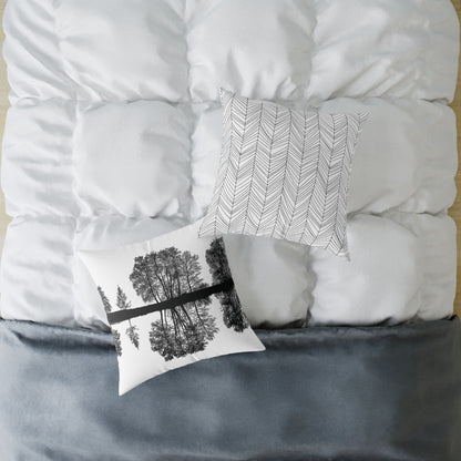 Reflection Forest Silhouette Tree Throw Pillow – Photo Silhouette Landscape Accent for Liminal Souls - Canvas Throw Pillow