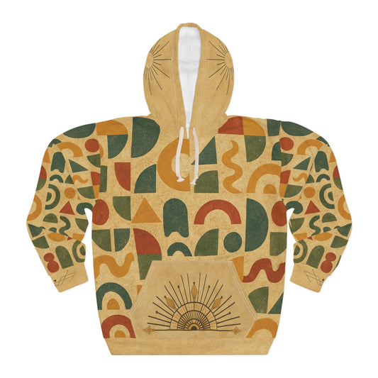 Artistic Deco Glyph: Sunrise in Earth Tones – All-Over Print Hoodie