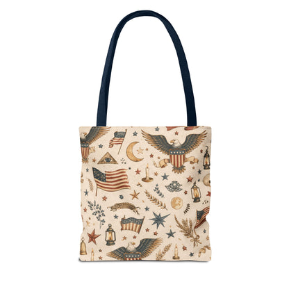 Americana Symbol Styled Canvas Tote Bag