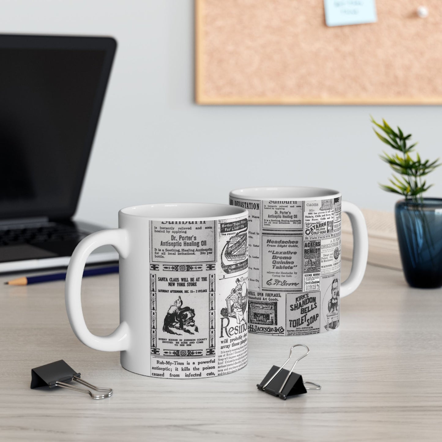 Occult Americana Coffee Tea Mug | 1800s Early 1900s Vintage Newspaper Ad Collage Ceramic Mug 2 - 11oz and 15oz