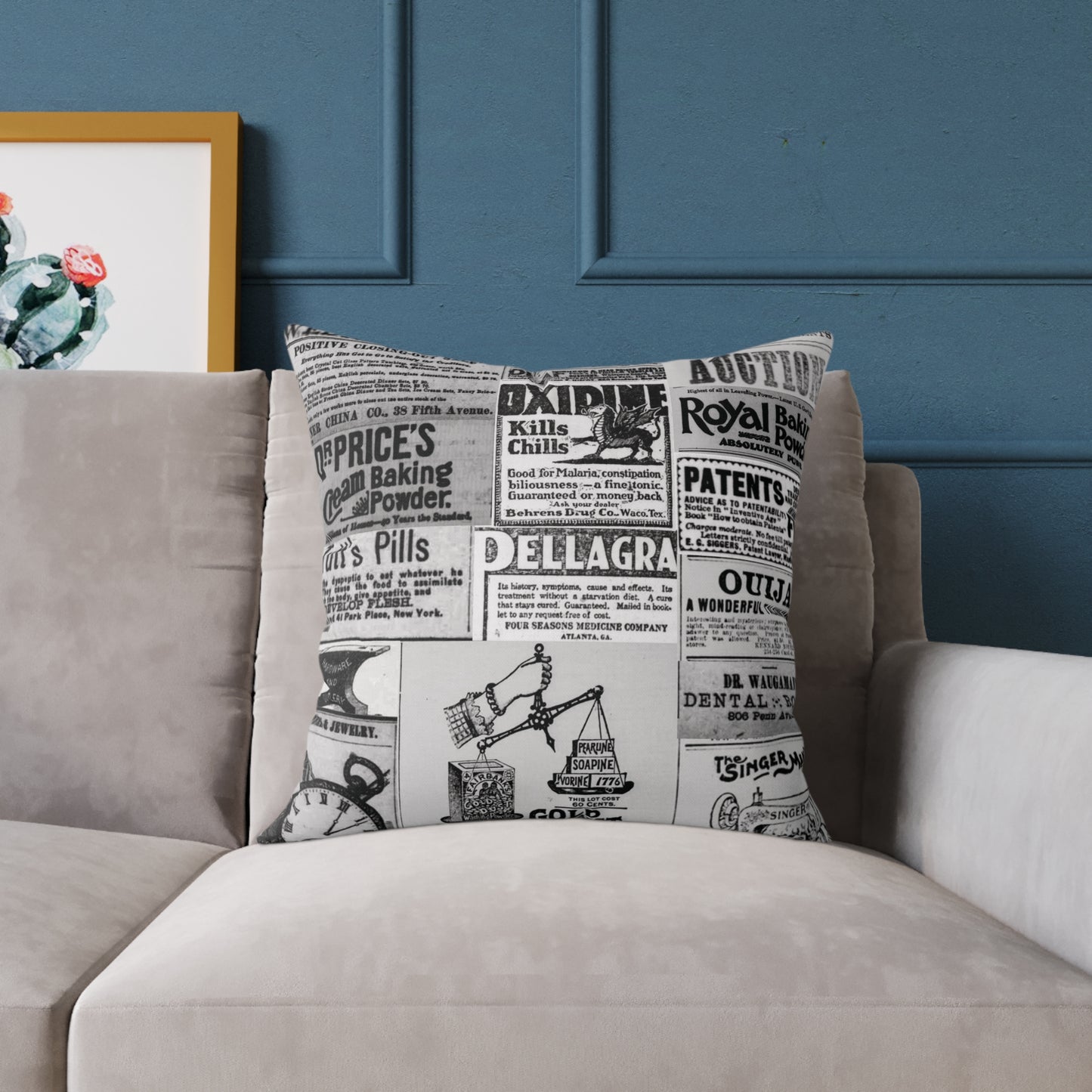 Occult Americana – Vintage Ads Collage Art - CanvasThrow Pillow
