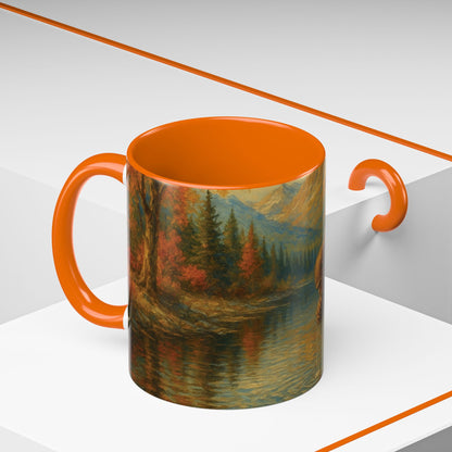 Bigfoot River Scene Mug | Autumn Wilderness Accent Coffee Mug (11oz/15oz)