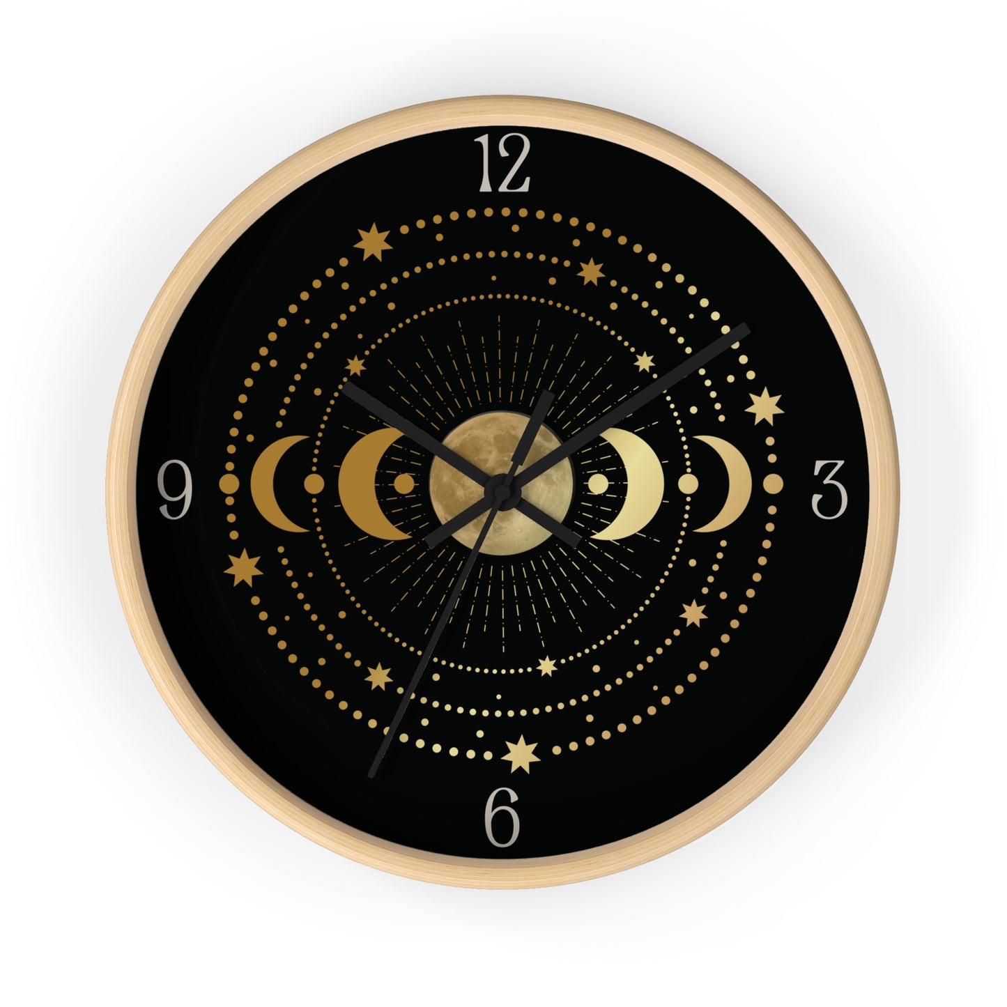 Moon Phase Wall Clock – Gold Celestial Lunar 10" Decor