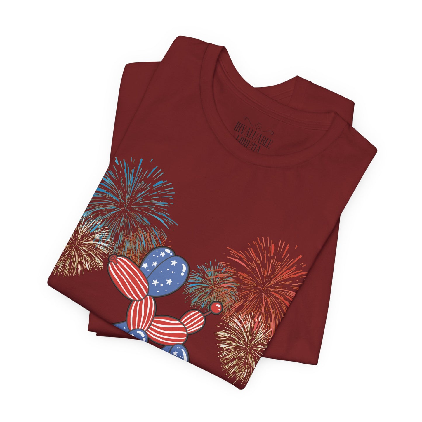 Patriotic Balloon Animal Tee, Fourth of July Shirt, Independence Day Apparel, Fireworks Unisex T-shirt, Bella + Canvas