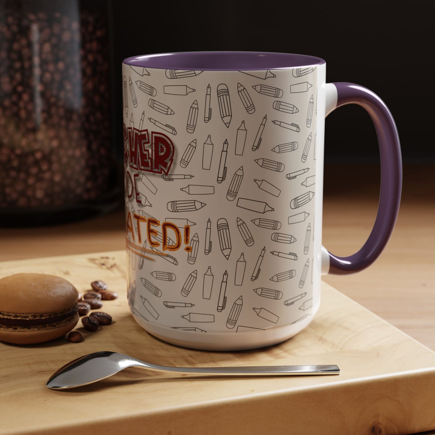 Funny Teacher Coffee Mug – Back to School Gift – “Teacher Mode Activated” – Color Accent 11oz 15oz – Classroom Decor – Durable Ceramic – Education Life