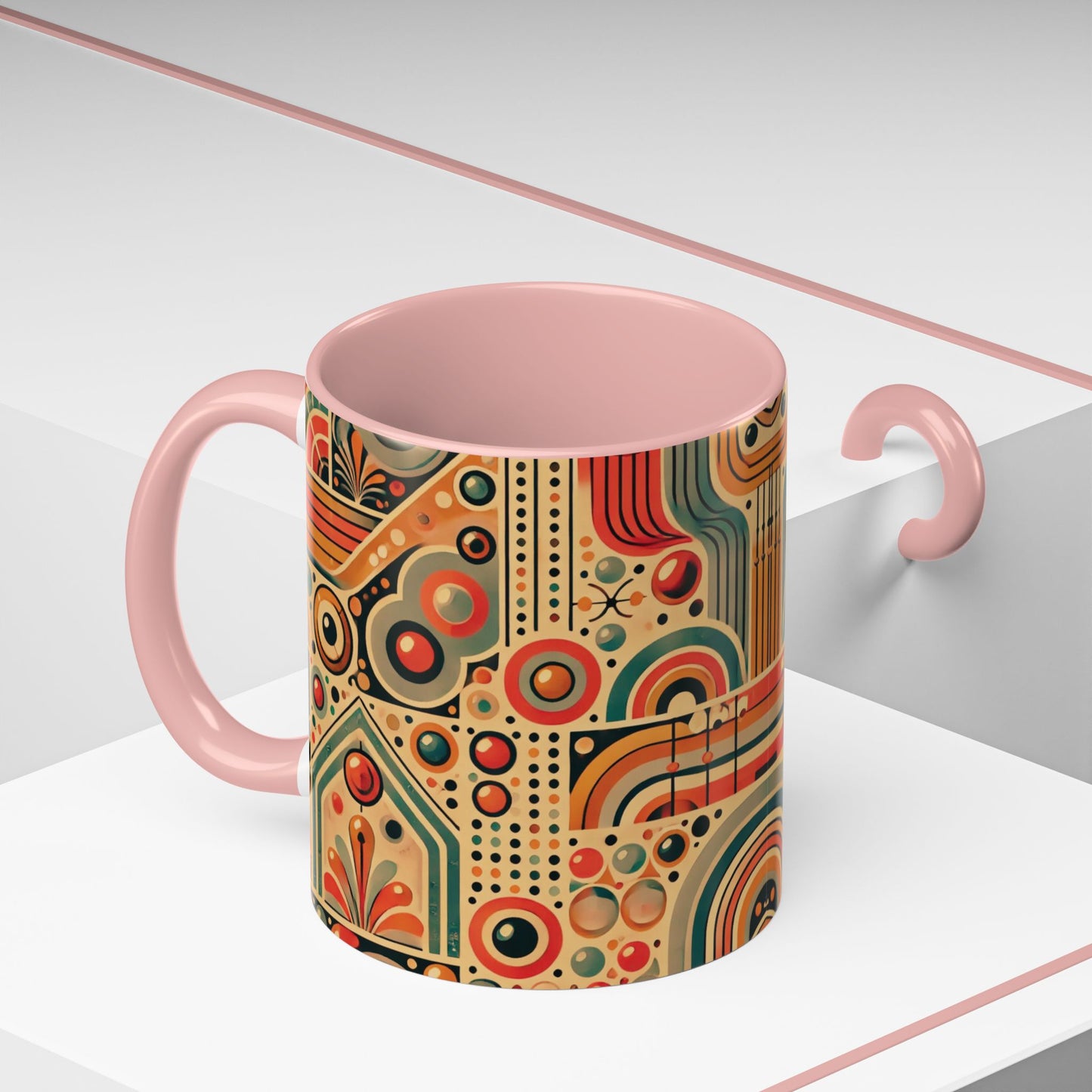 🌿 Retro Boho Accent Coffee Mug | 11oz & 15oz Ceramic Cup | Custom Colors Available