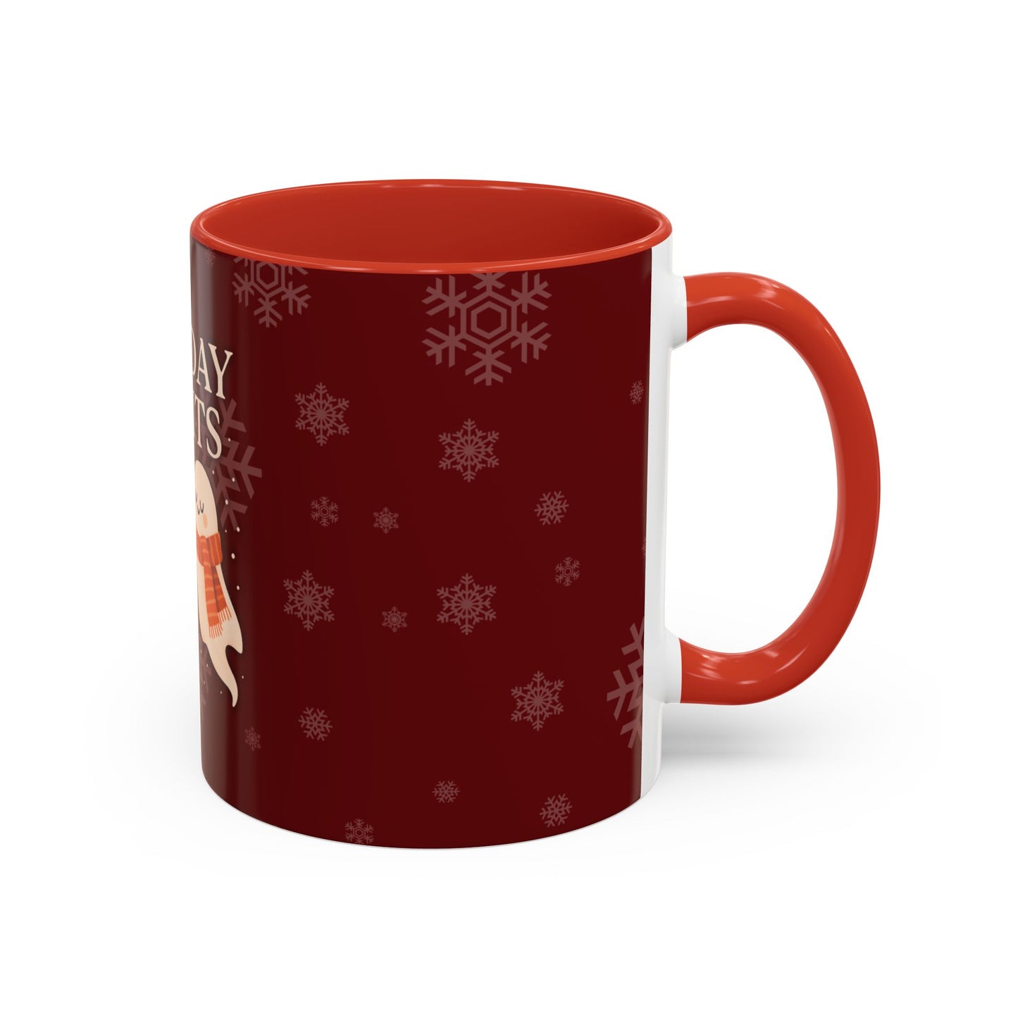 Holiday Spirits Ghost Mug – Cute Christmas Coffee Cup (11oz & 15oz, High-Gloss Accent Colors)
