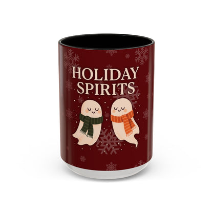 Holiday Spirits Ghost Mug – Cute Christmas Coffee Cup (11oz & 15oz, High-Gloss Accent Colors)