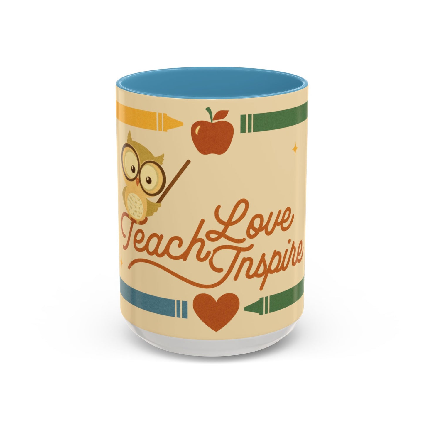 Teach Love Inspire Color Accent Mug (11oz/15oz) – Teacher Gift • Back to School • Durable Ceramic, Dishwasher & Microwave Safe