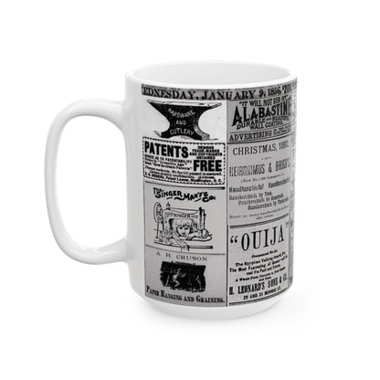 Occult Americana Coffee Tea Mug | 1800s Vintage Newspaper Ad Collage Ceramic Mug - 11oz and 15oz
