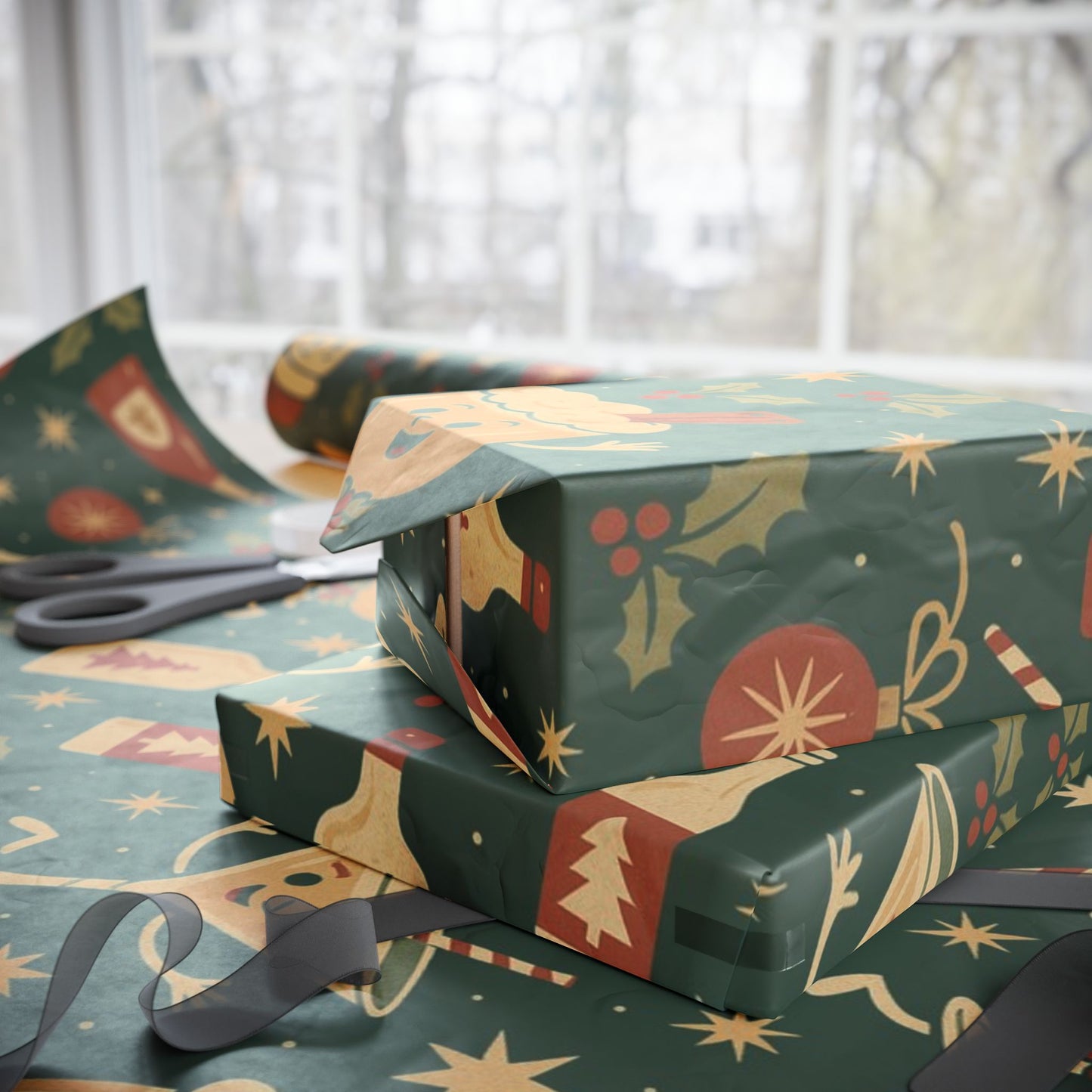 Vintage Holiday Drinks – Luxury Wrapping Paper, Retro Bar-Cart Gift Wrap, 30" Roll (Matte/Gloss)