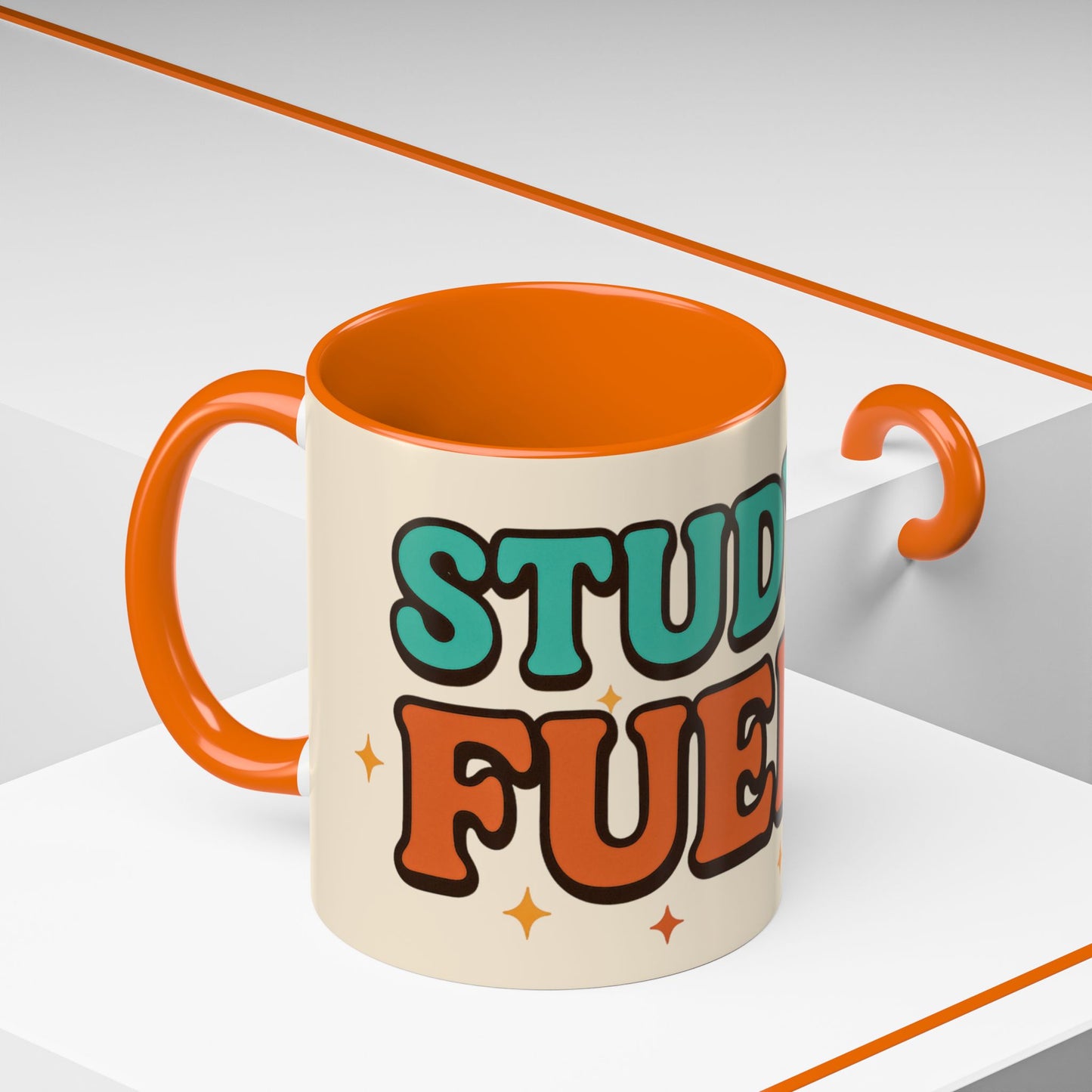 Study Fuel Color Accent Mug (11oz/15oz) – Retro Teacher/Student Coffee Cup • Back to School • Durable Ceramic